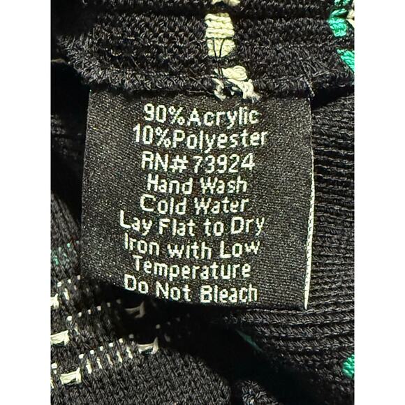 VTG Misook Cardigan Acrylic Knit Top Clasp Plaid Womens Plus Size 1X Black Green - Picture 8 of 8